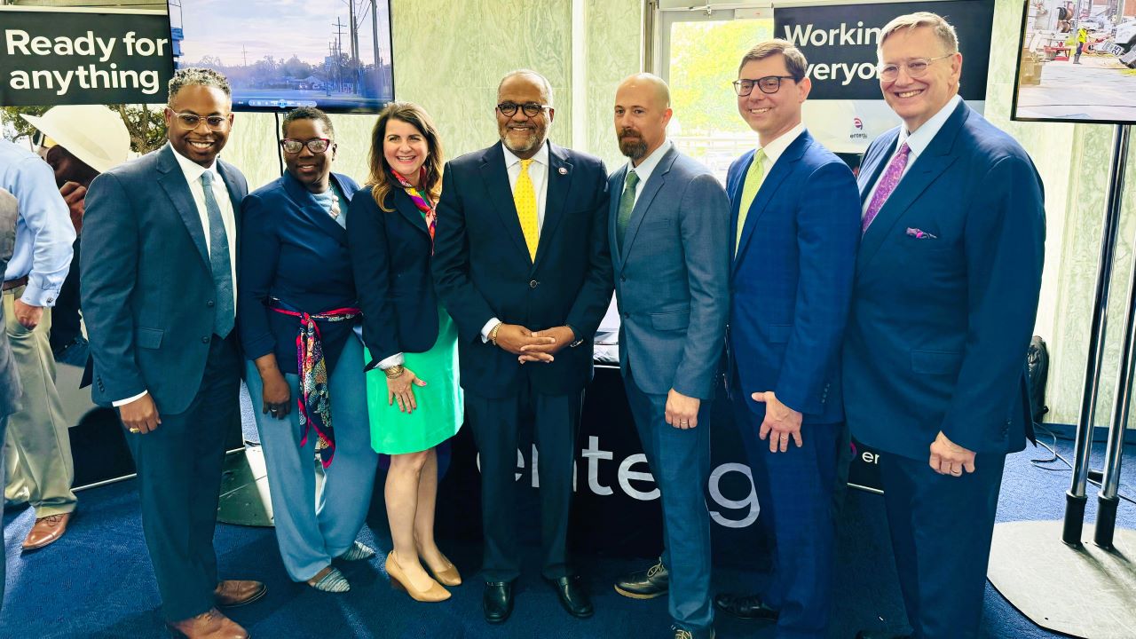 Members of Entergy's federal government affairs and incident response teams with U.S. Rep. Troy Carter, D-La.